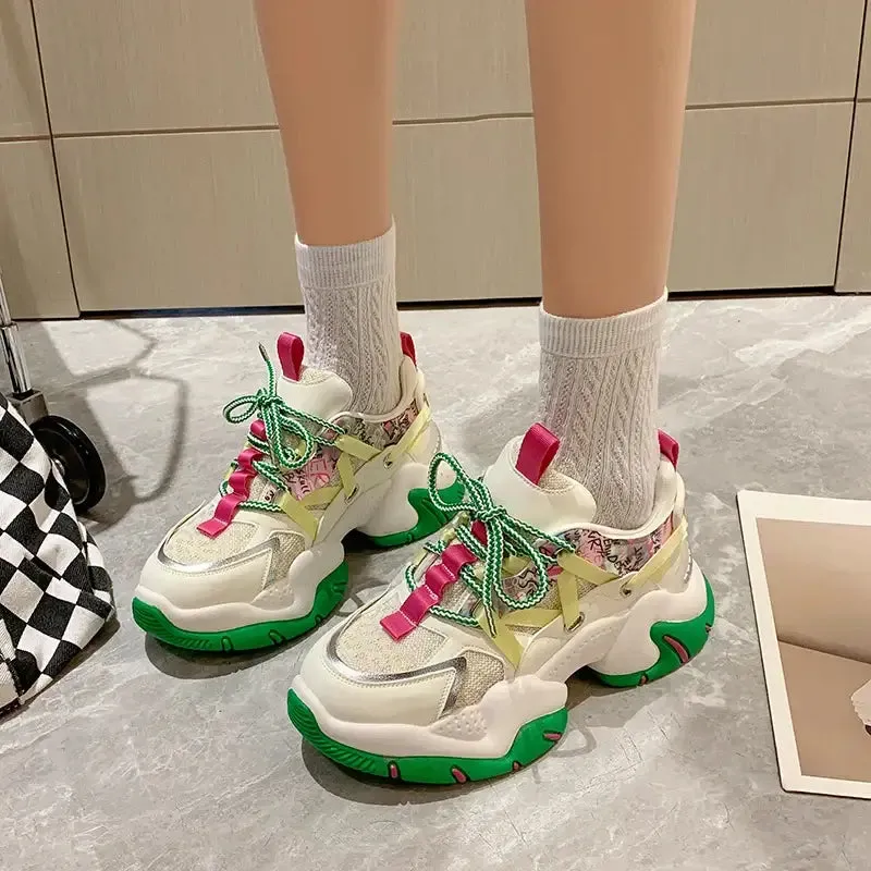 Aesthetic Chunky Platform Double LaceUp Sneakers