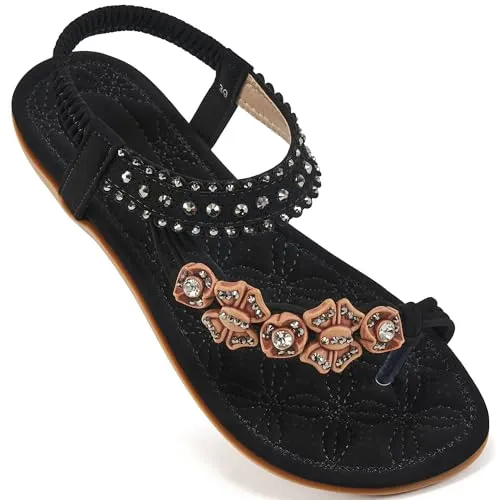 Alicegana Sandals Women Dressy Flat: Bohemian Summer Shoes Comfortable Gladiator Casual Walking Beach Sandal