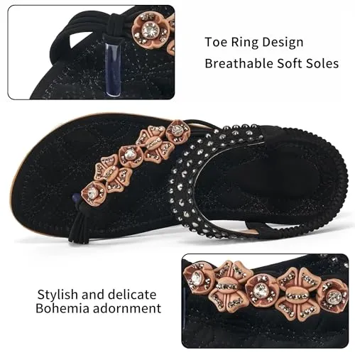 Alicegana Sandals Women Dressy Flat: Bohemian Summer Shoes Comfortable Gladiator Casual Walking Beach Sandal