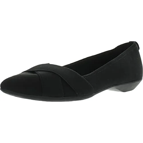 Anne Klein Women's Oalise Ballet Flat, Black/Black, 8.5