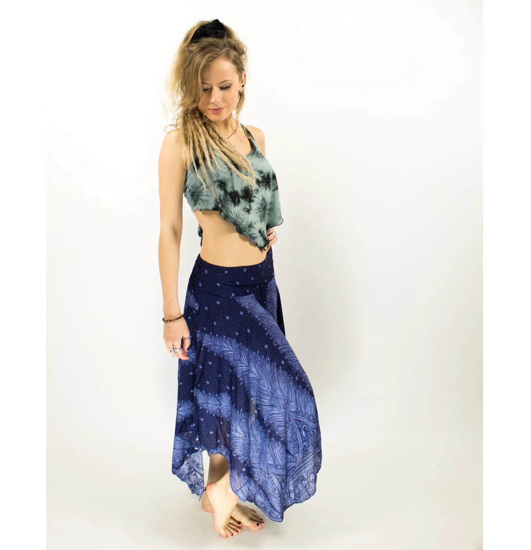 Asymmetric Gypsy Skirt Blue