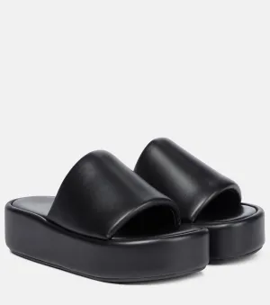 Balenciaga Rise Leather Platform Slides, Black