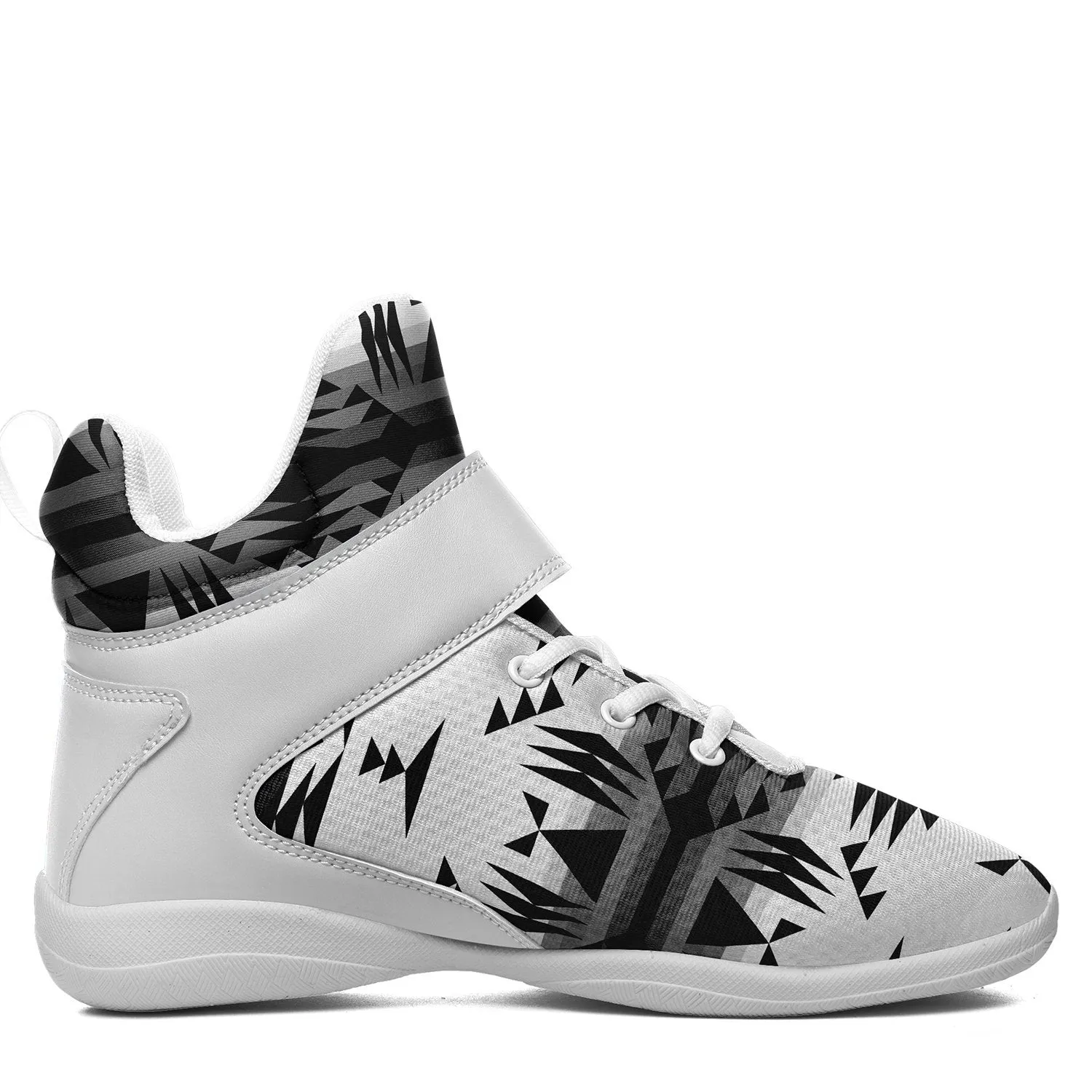 Between the Mountains White and Black Ipottaa Basketball / Sport High Top Shoes - White Sole