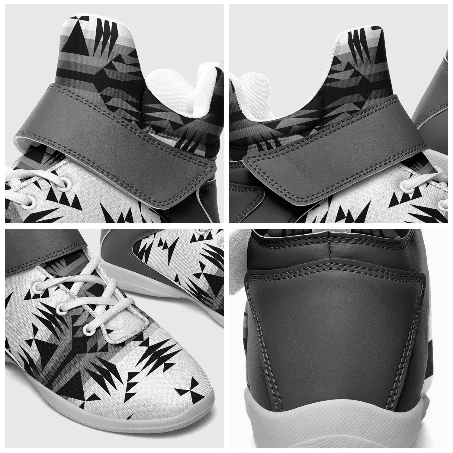 Between the Mountains White and Black Ipottaa Basketball / Sport High Top Shoes - White Sole