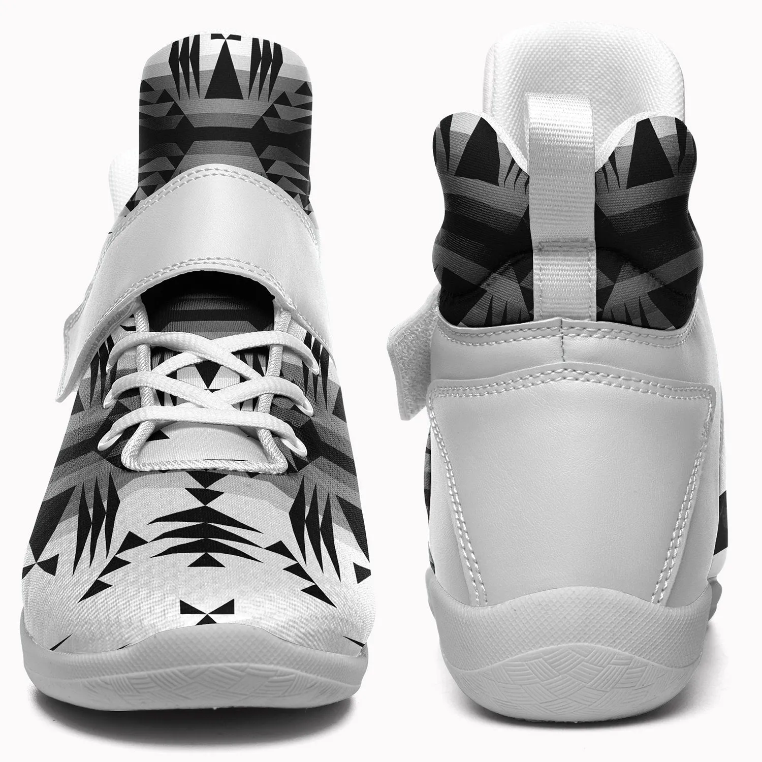 Between the Mountains White and Black Ipottaa Basketball / Sport High Top Shoes - White Sole