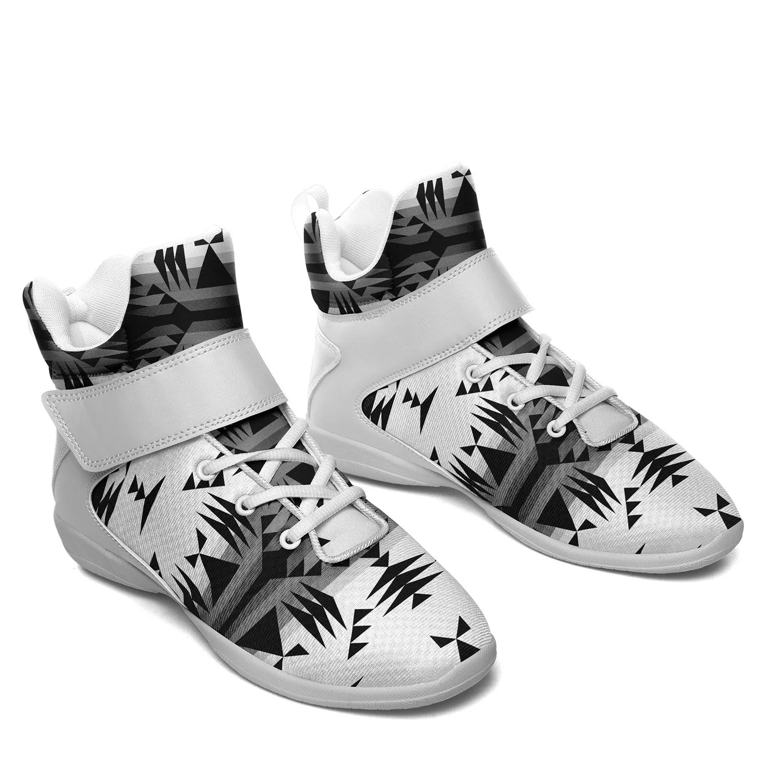 Between the Mountains White and Black Ipottaa Basketball / Sport High Top Shoes - White Sole