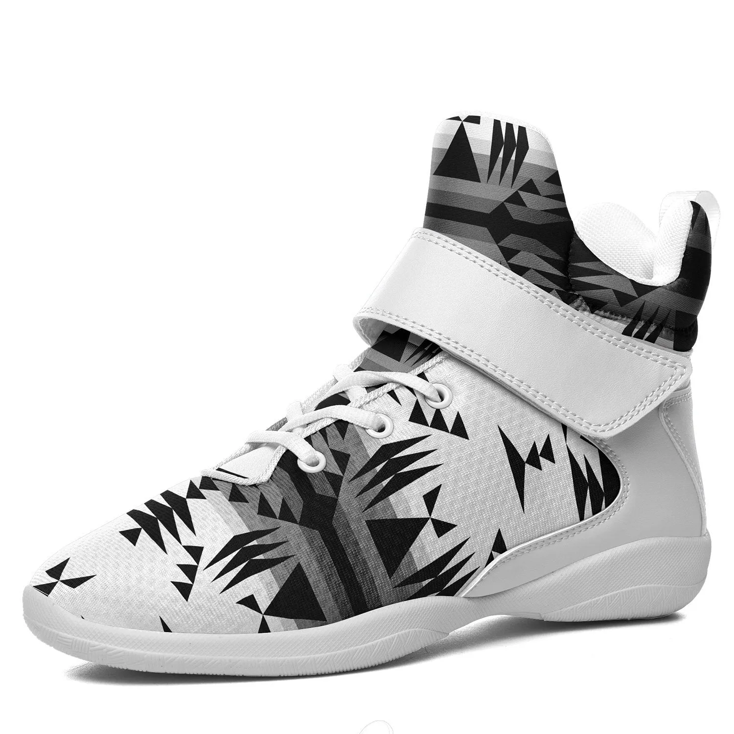 Between the Mountains White and Black Ipottaa Basketball / Sport High Top Shoes - White Sole