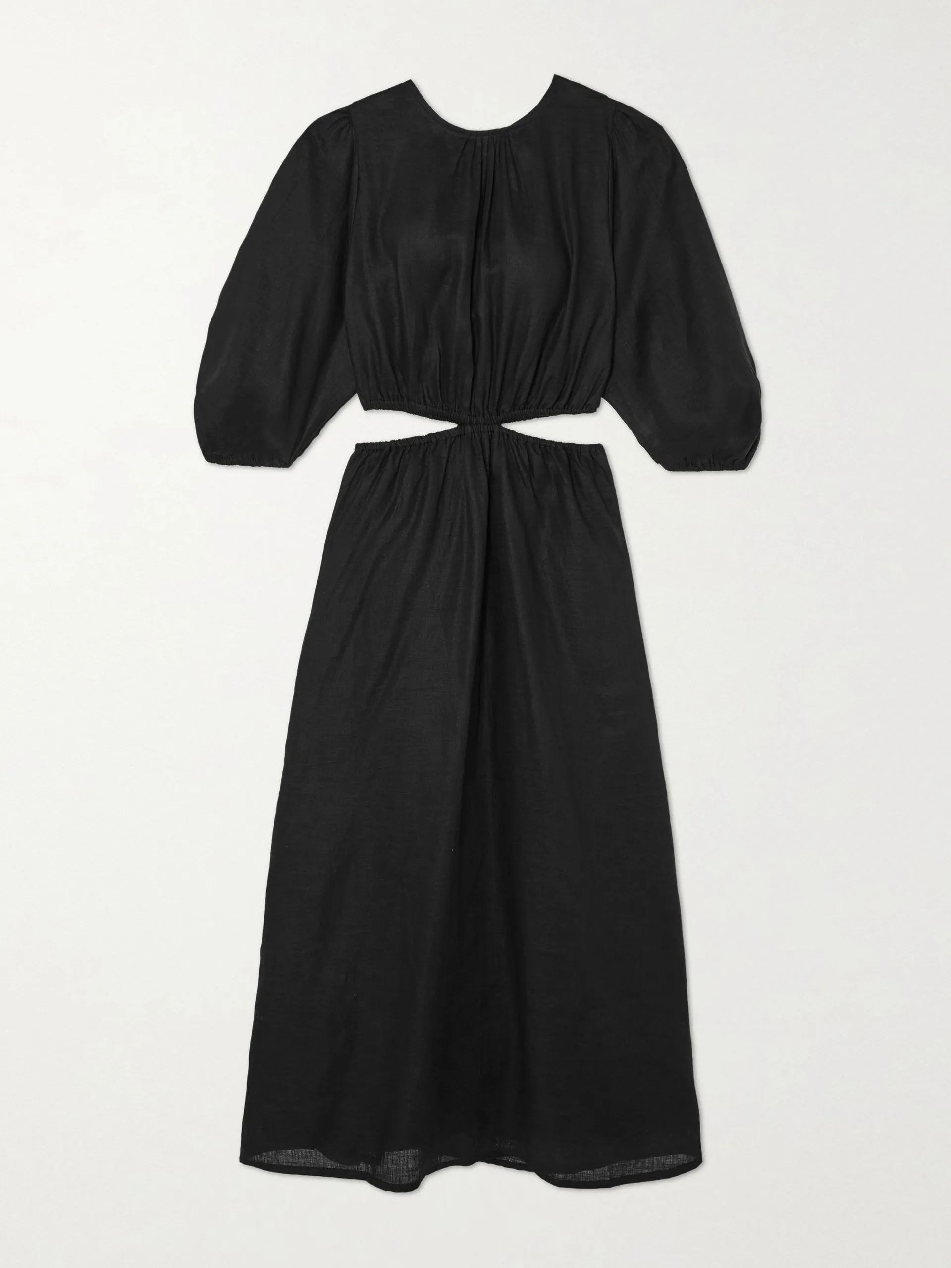 Black cutout linen dress