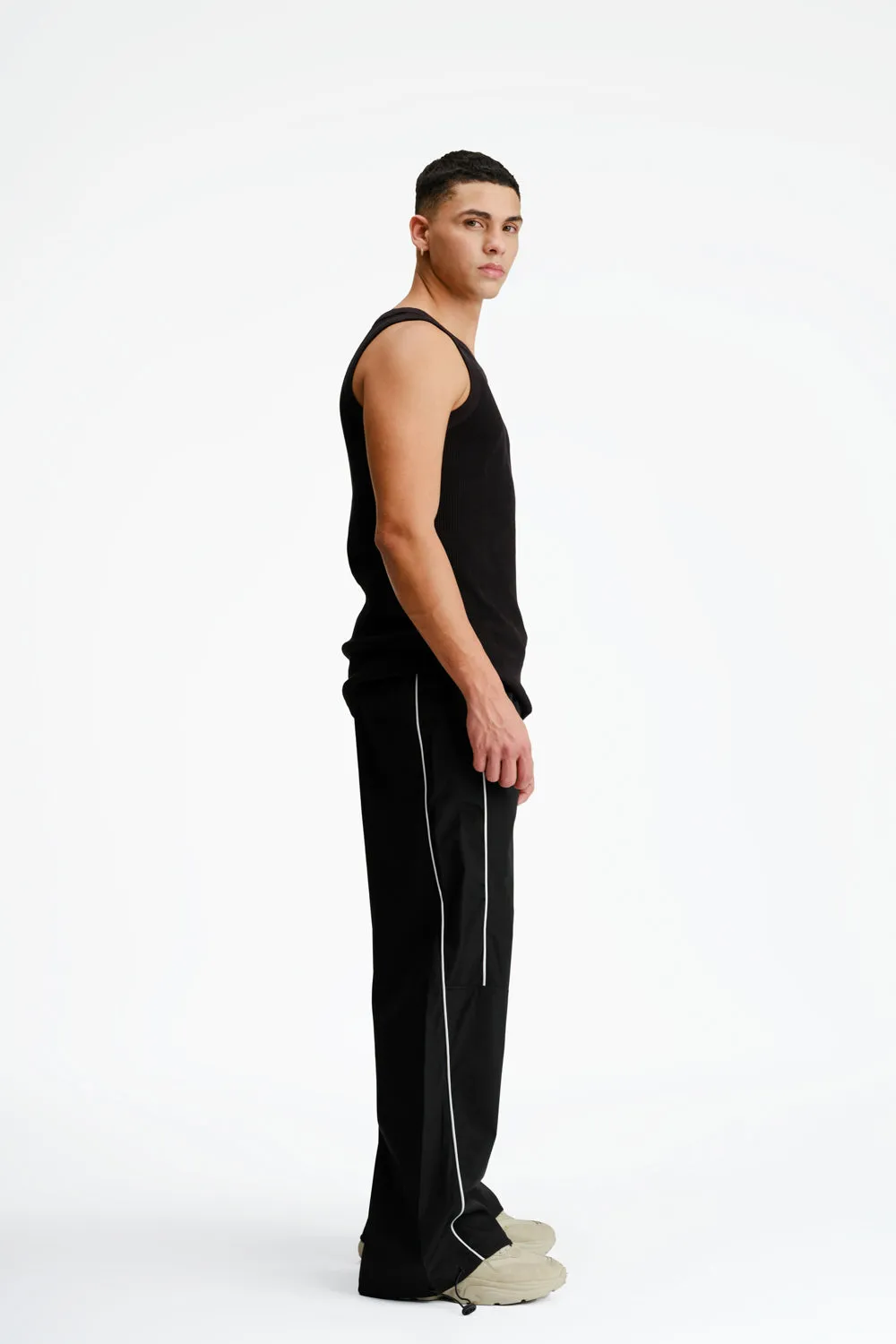 Black Sporty Deconstructed Loose Pants