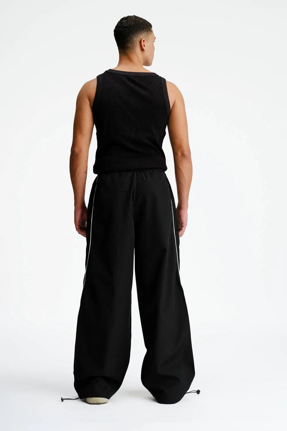 Black Sporty Deconstructed Loose Pants