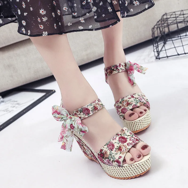 Bohemian Platform Heel Wedge Heel Women's Sandals