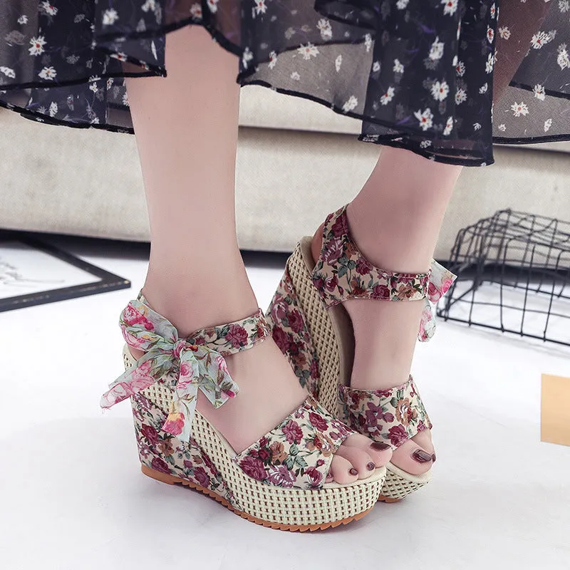 Bohemian Platform Heel Wedge Heel Women's Sandals