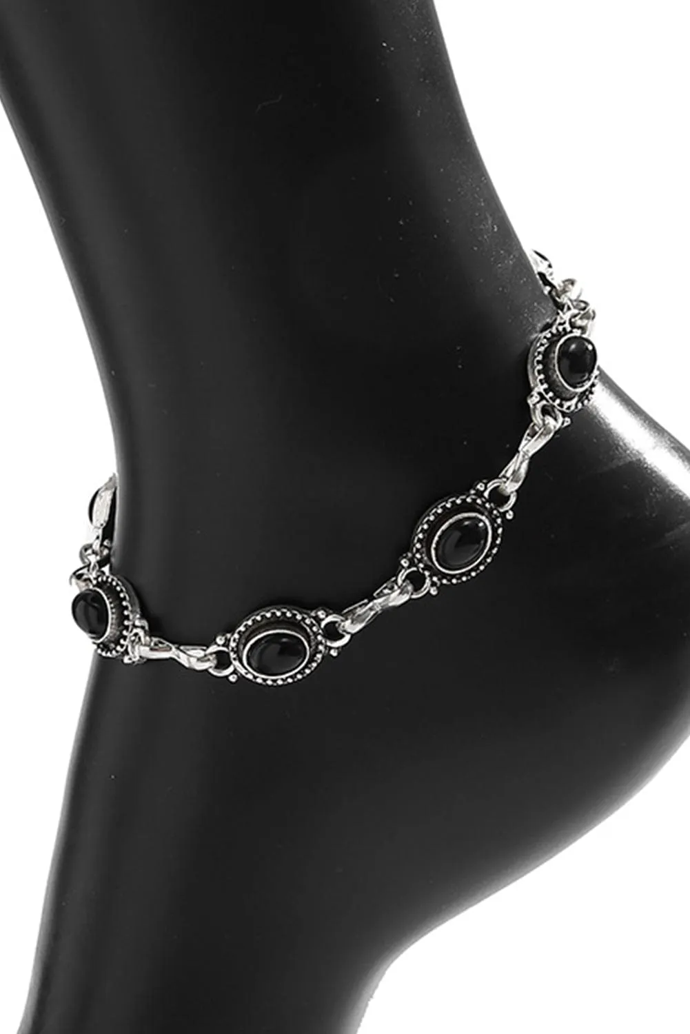 Boho Black Opal Adjustable Anklet