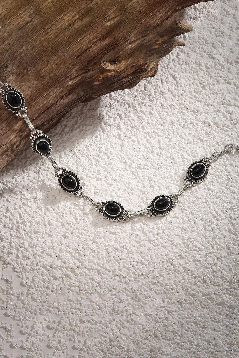 Boho Black Opal Adjustable Anklet