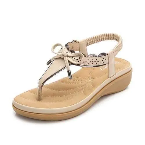 Bowknot Elastic Bohemian Flat Sandals