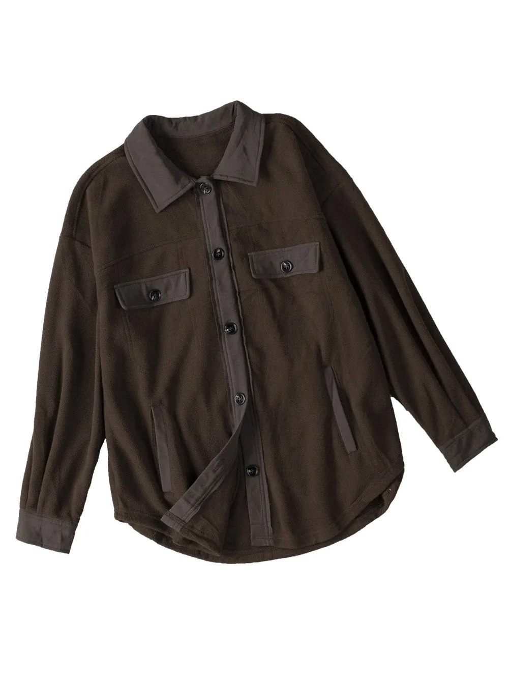 Casual Brown Fleece Jacket