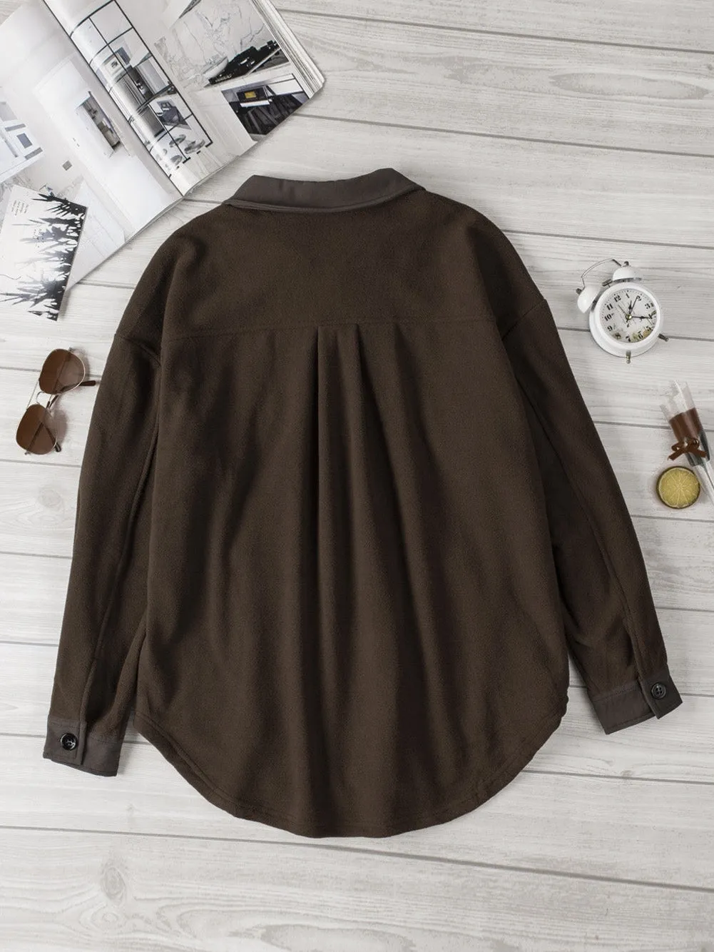 Casual Brown Fleece Jacket