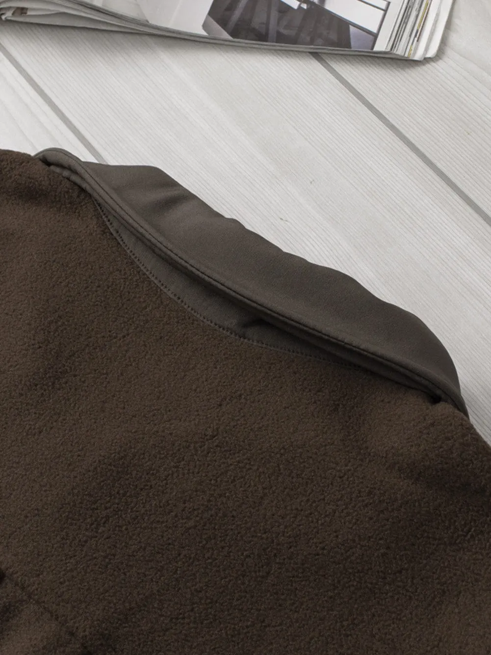 Casual Brown Fleece Jacket