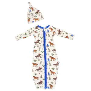 Chasing Stars Cowboys Newborn Gown & Knot Hat Set