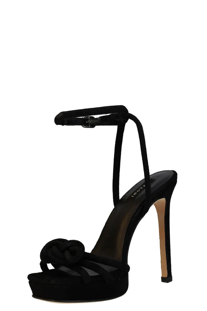 Chizu Suede Knotted Bow Platform Heel