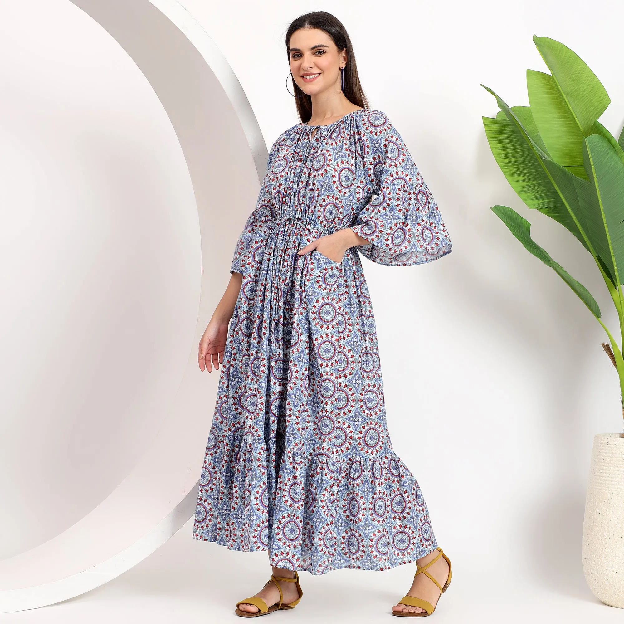 Claudia tiered handblock cotton maxi dresses - visit us!