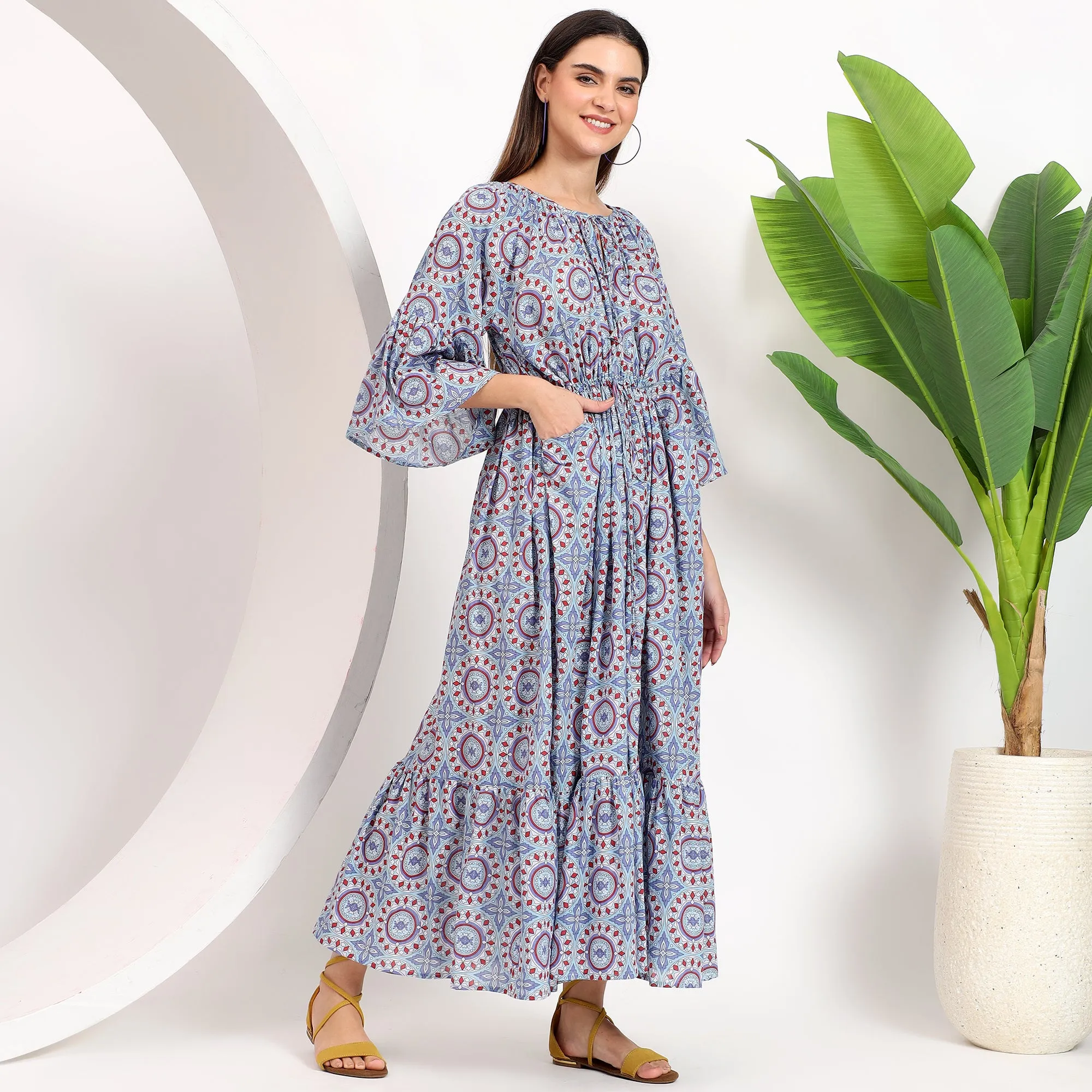 Claudia tiered handblock cotton maxi dresses - visit us!