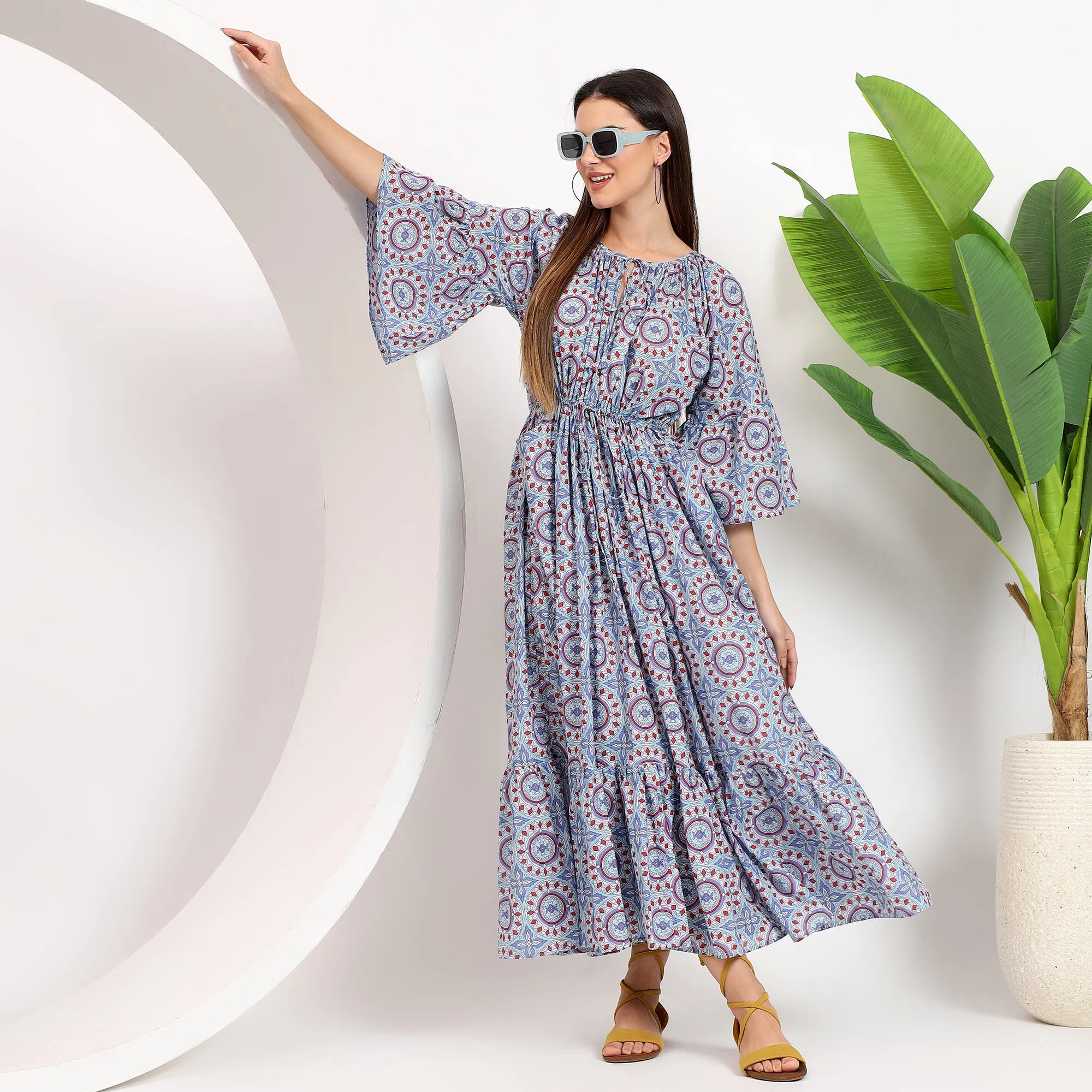 Claudia tiered handblock cotton maxi dresses - visit us!