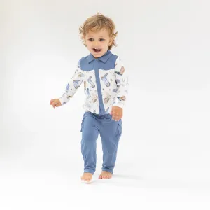 Cowboy Boots Blue Button Down Top & Pants