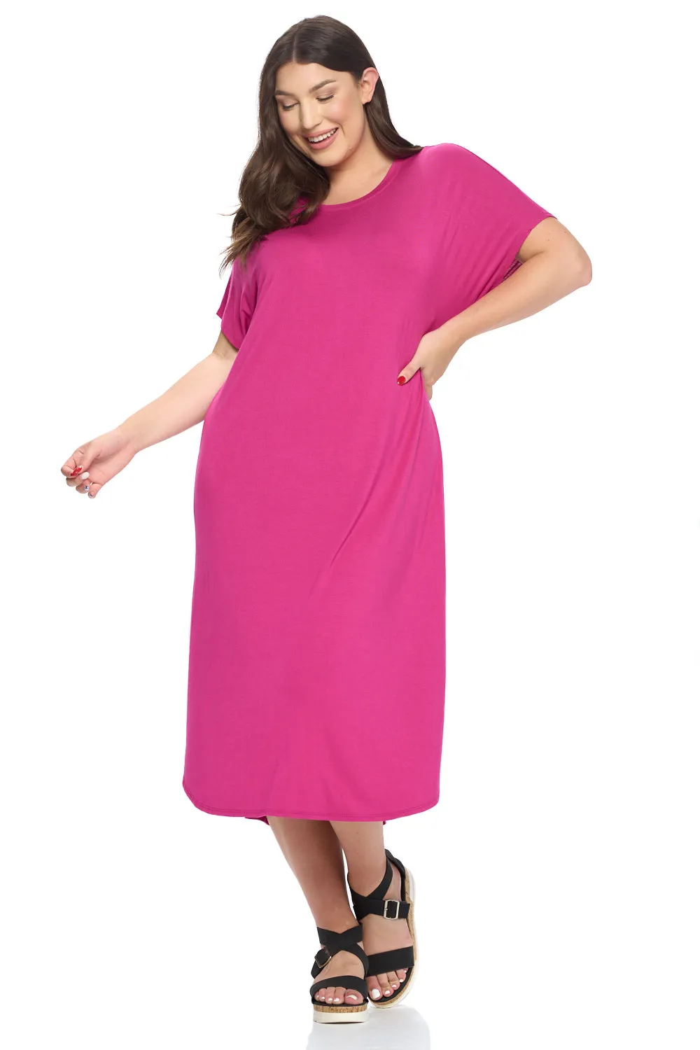 Dolman Sleeve Midi Dress Plus Size