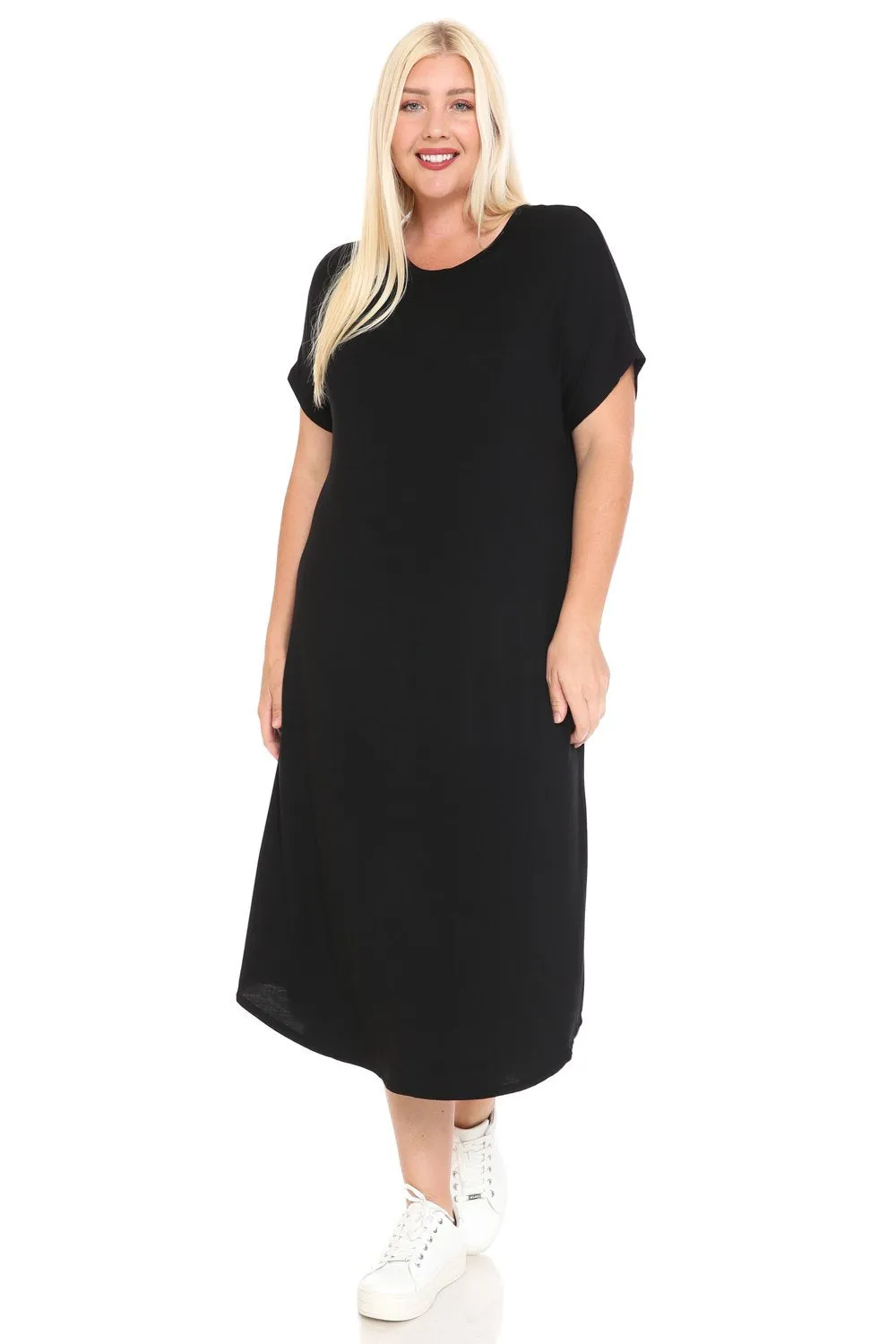 Dolman Sleeve Midi Dress Plus Size