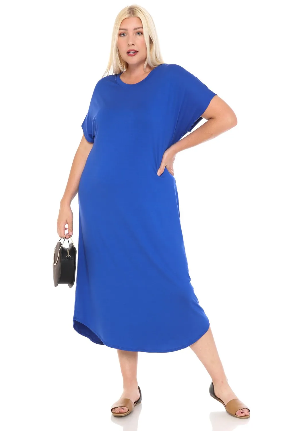 Dolman Sleeve Midi Dress Plus Size