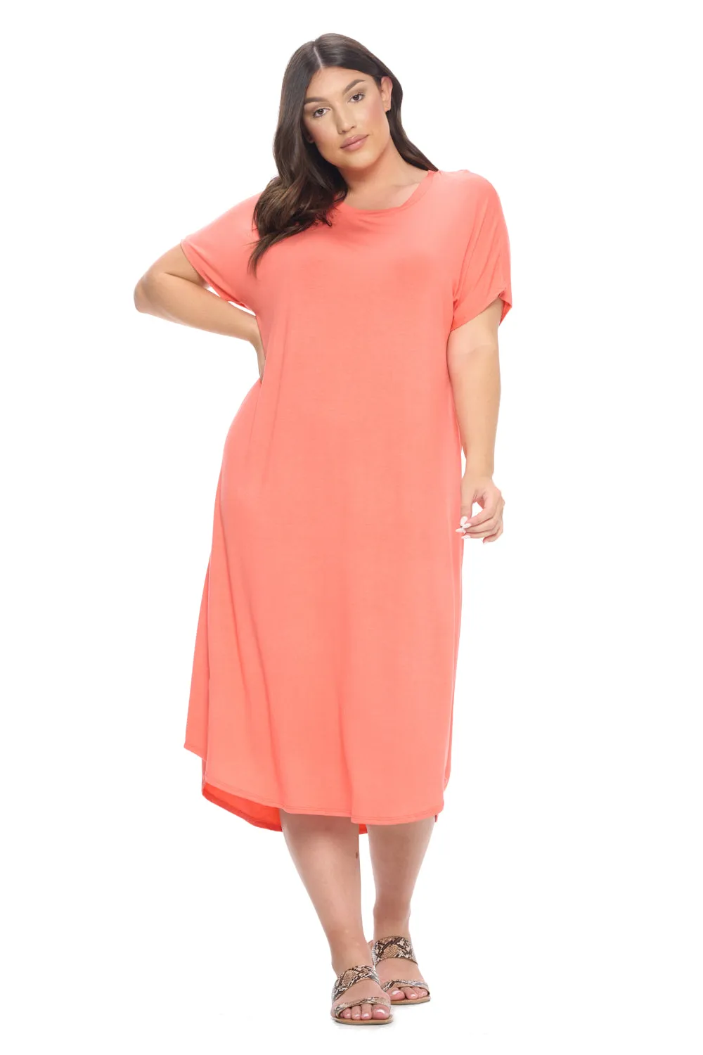 Dolman Sleeve Midi Dress Plus Size