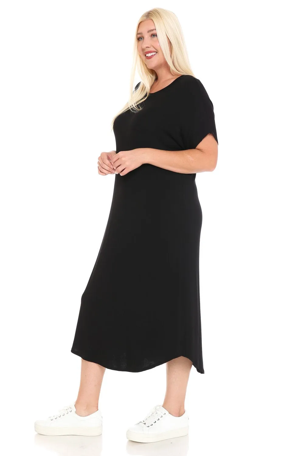 Dolman Sleeve Midi Dress Plus Size