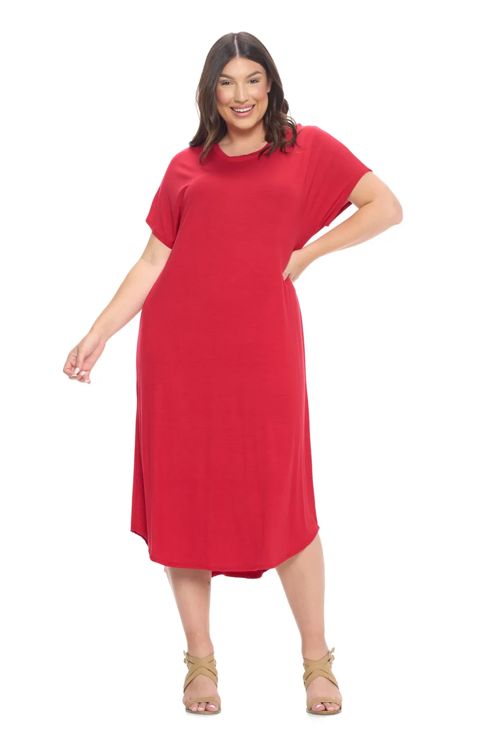 Dolman Sleeve Midi Dress Plus Size