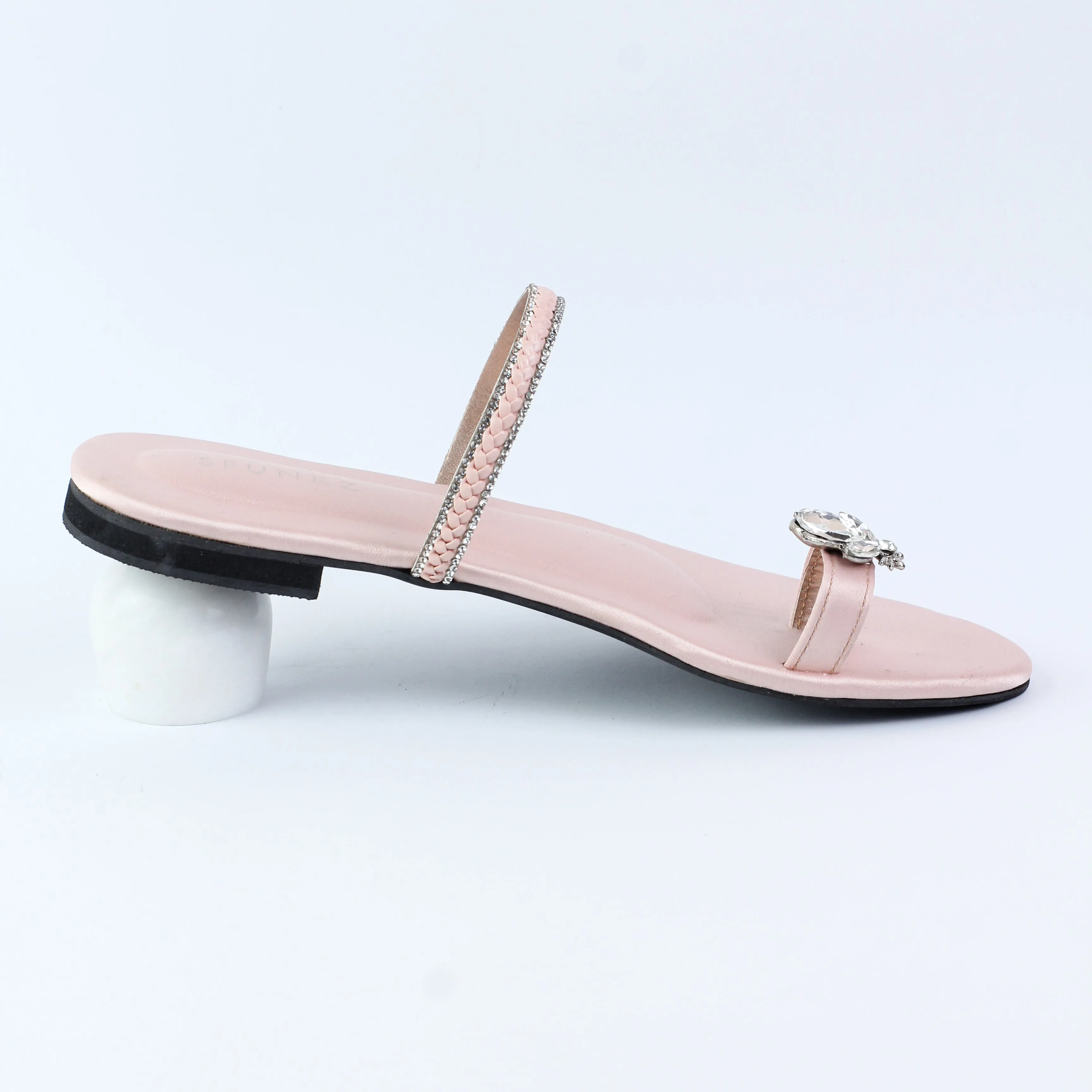 Ember Pink Toe Ring Braid Straps Slip On Flats