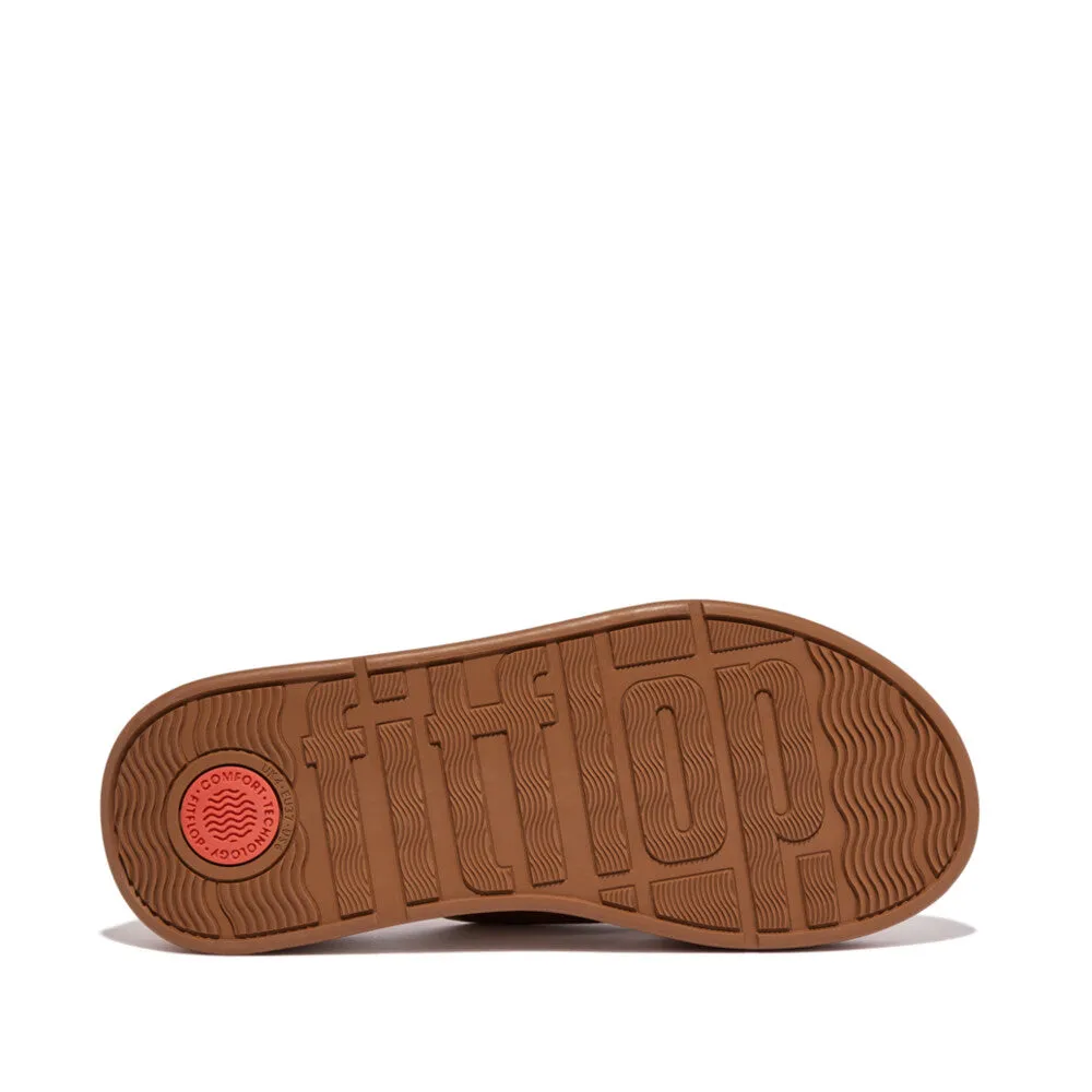 FitFlop F-Mode Leather Flatform Cross Slide Tan