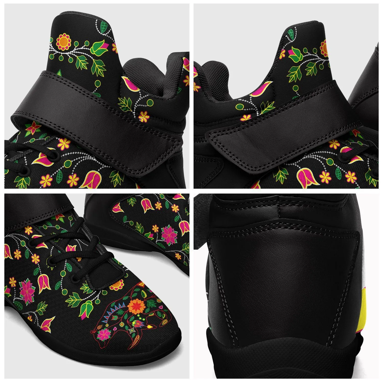 Floral Bear Ipottaa Basketball / Sport High Top Shoes - Black Sole