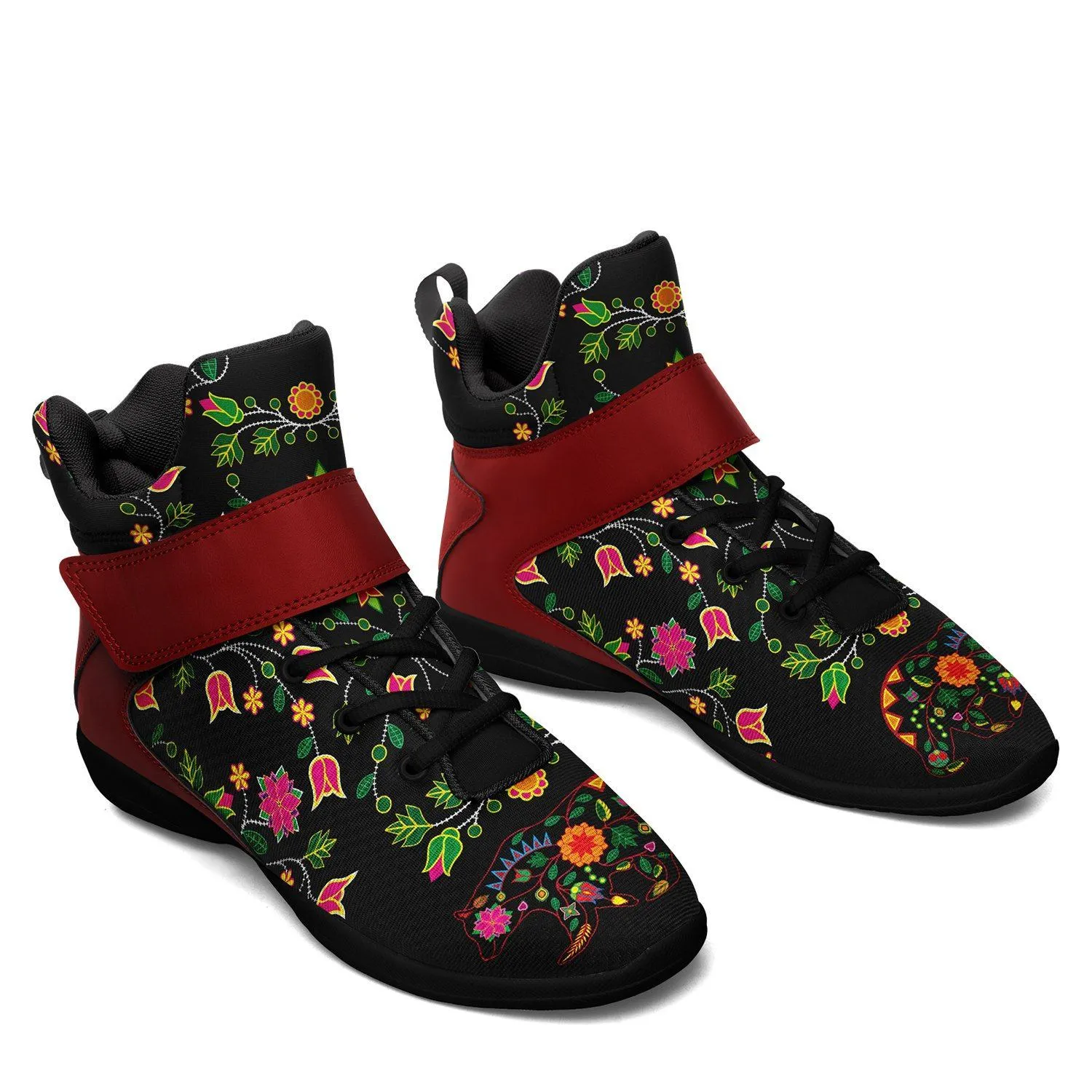 Floral Bear Ipottaa Basketball / Sport High Top Shoes - Black Sole