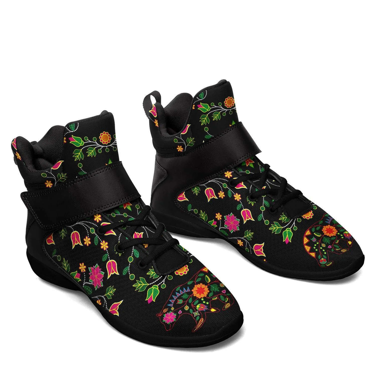 Floral Bear Ipottaa Basketball / Sport High Top Shoes - Black Sole