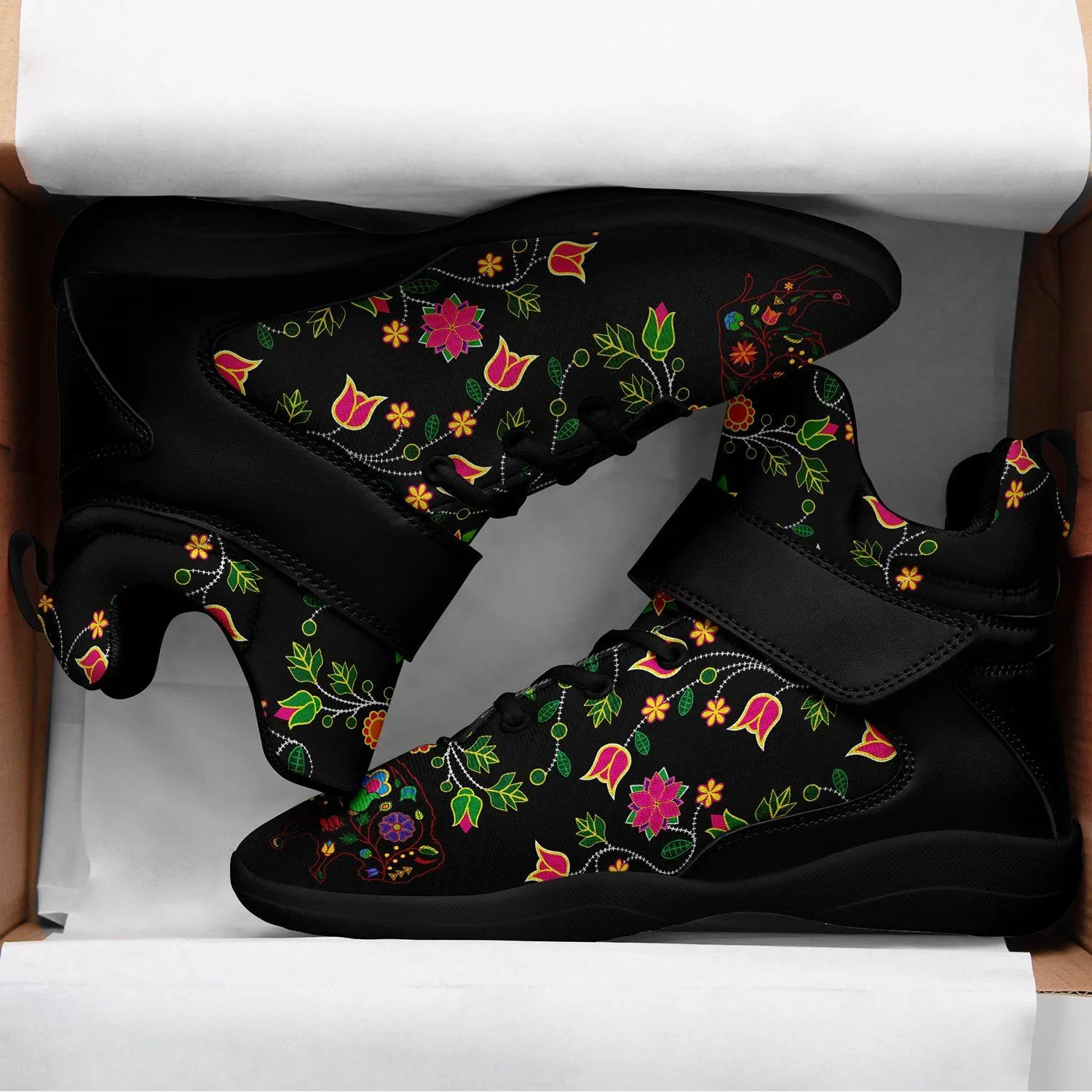 Floral Buffalo Ipottaa Basketball / Sport High Top Shoes - Black Sole