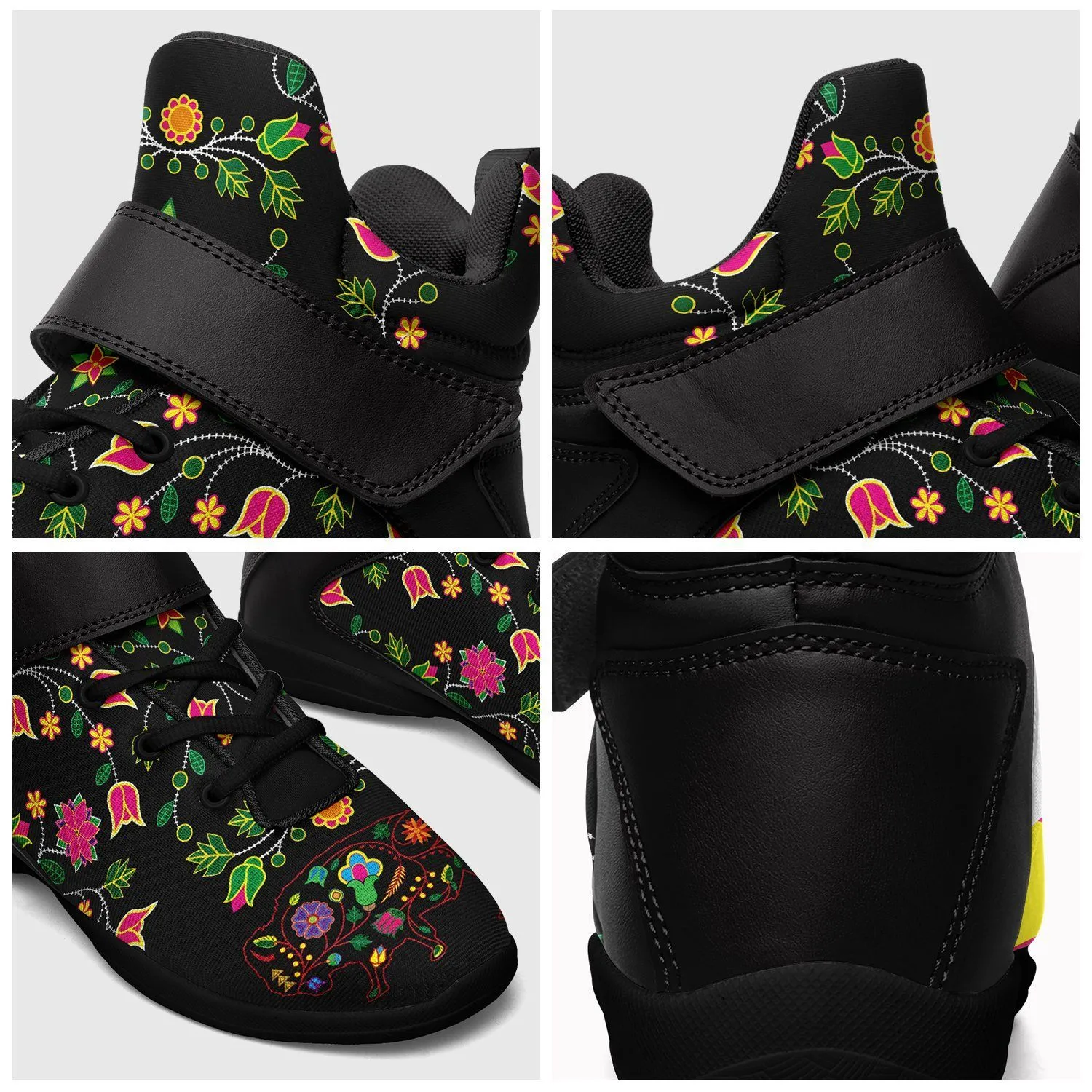 Floral Buffalo Ipottaa Basketball / Sport High Top Shoes - Black Sole