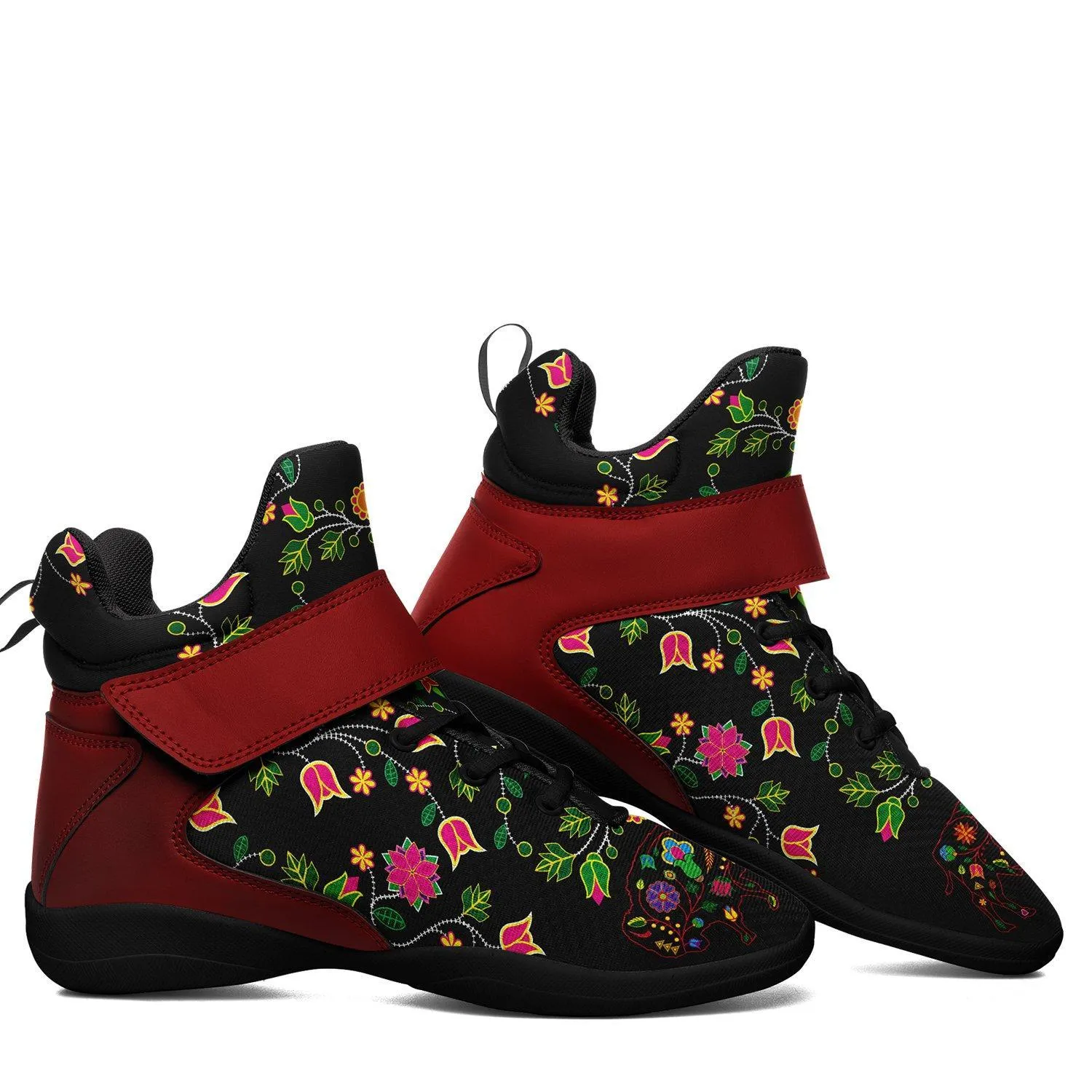 Floral Buffalo Ipottaa Basketball / Sport High Top Shoes - Black Sole