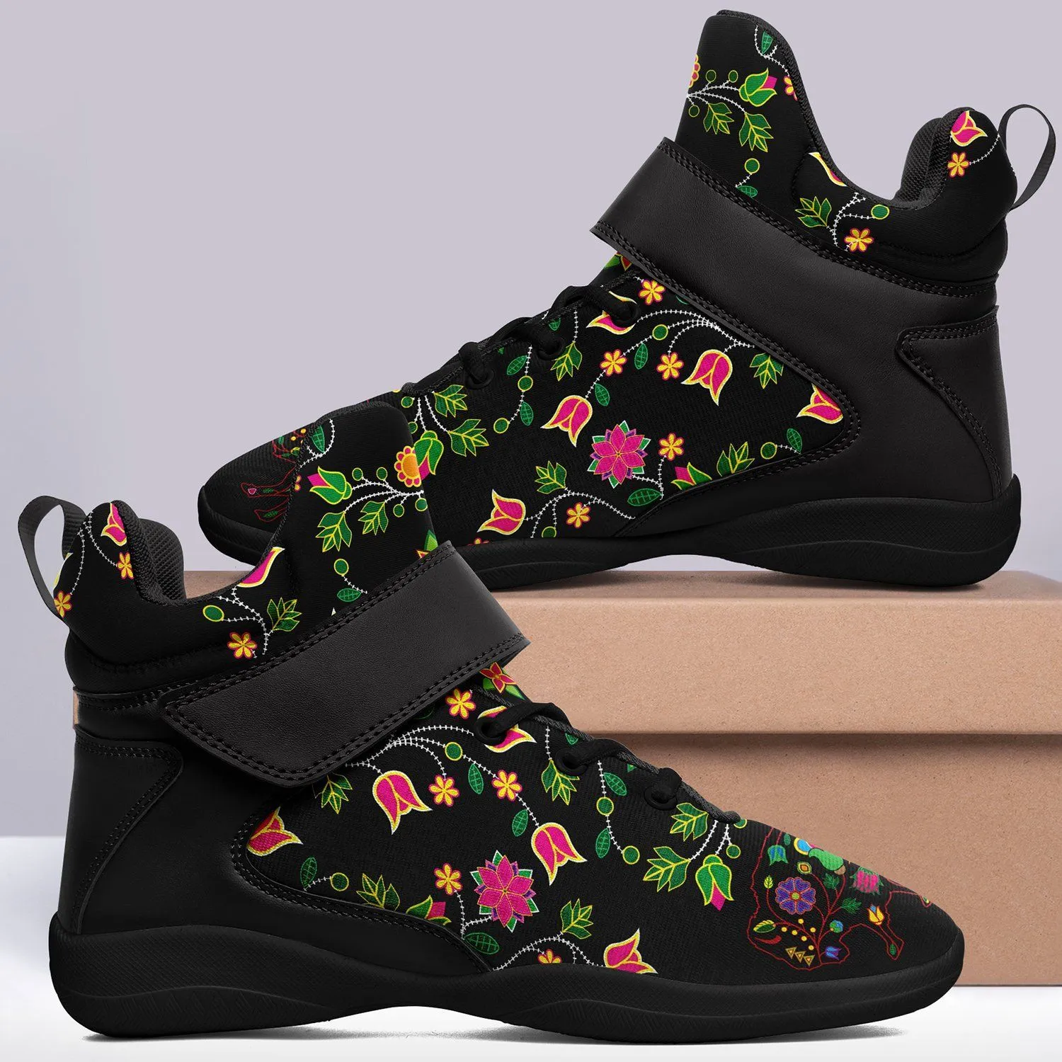 Floral Buffalo Ipottaa Basketball / Sport High Top Shoes - Black Sole