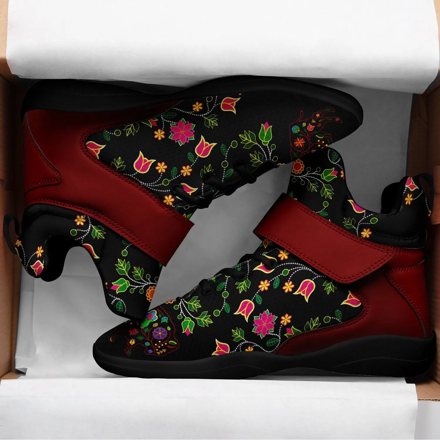 Floral Buffalo Ipottaa Basketball / Sport High Top Shoes - Black Sole