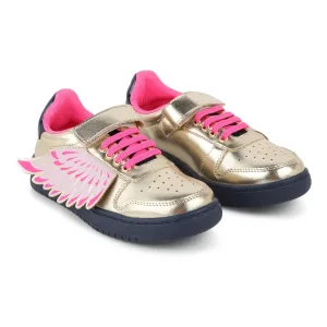 Gold Metallic Wing Sneakers