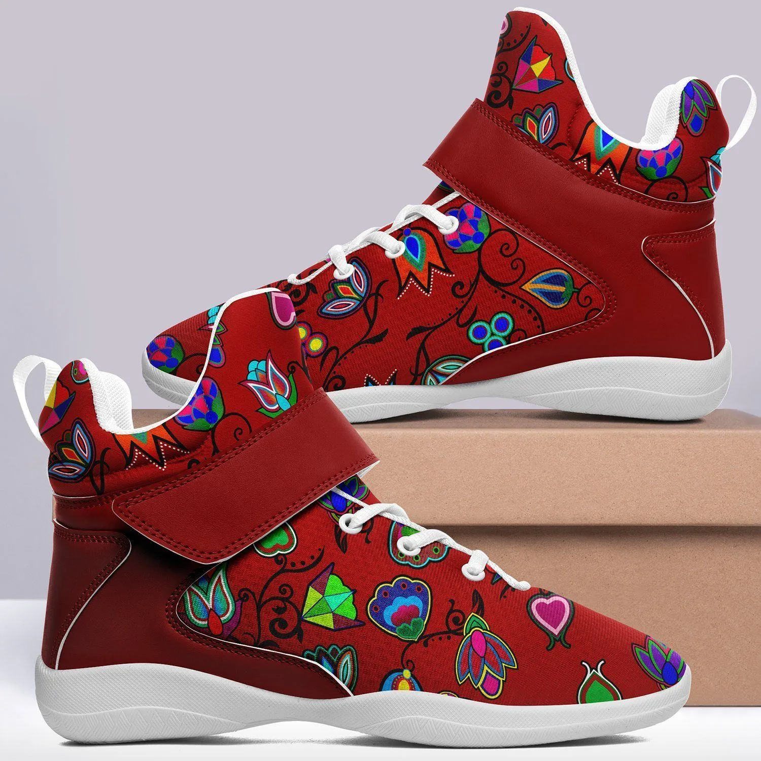 Indigenous Paisley Dahlia Ipottaa Basketball / Sport High Top Shoes - White Sole