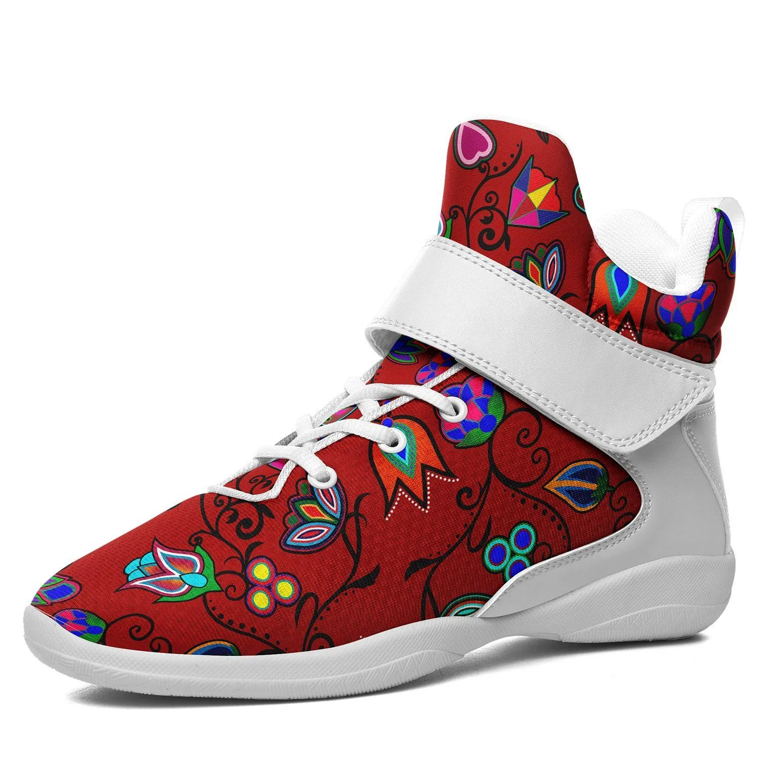 Indigenous Paisley Dahlia Ipottaa Basketball / Sport High Top Shoes - White Sole