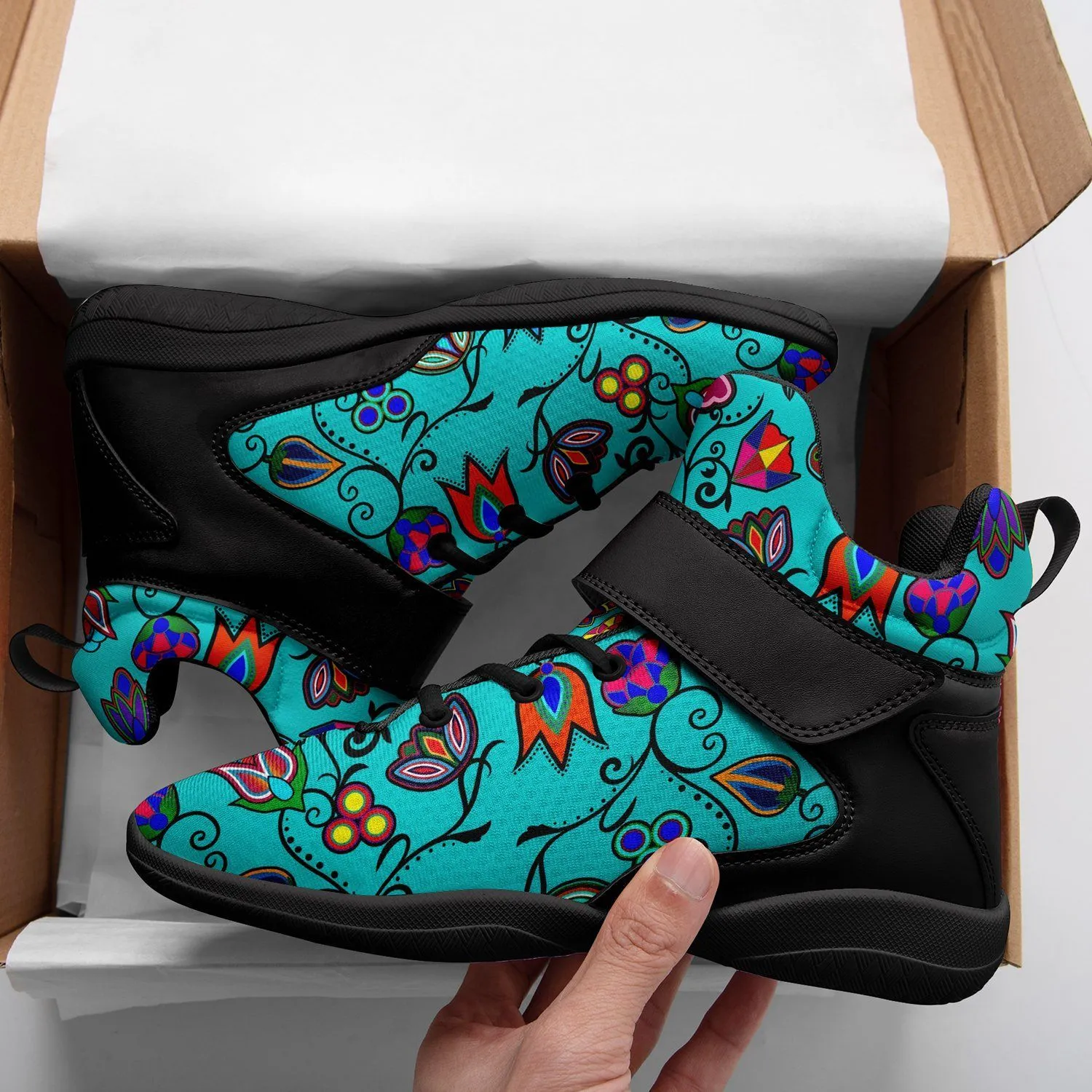 Indigenous Paisley Sky Kid's Ipottaa Basketball / Sport High Top Shoes