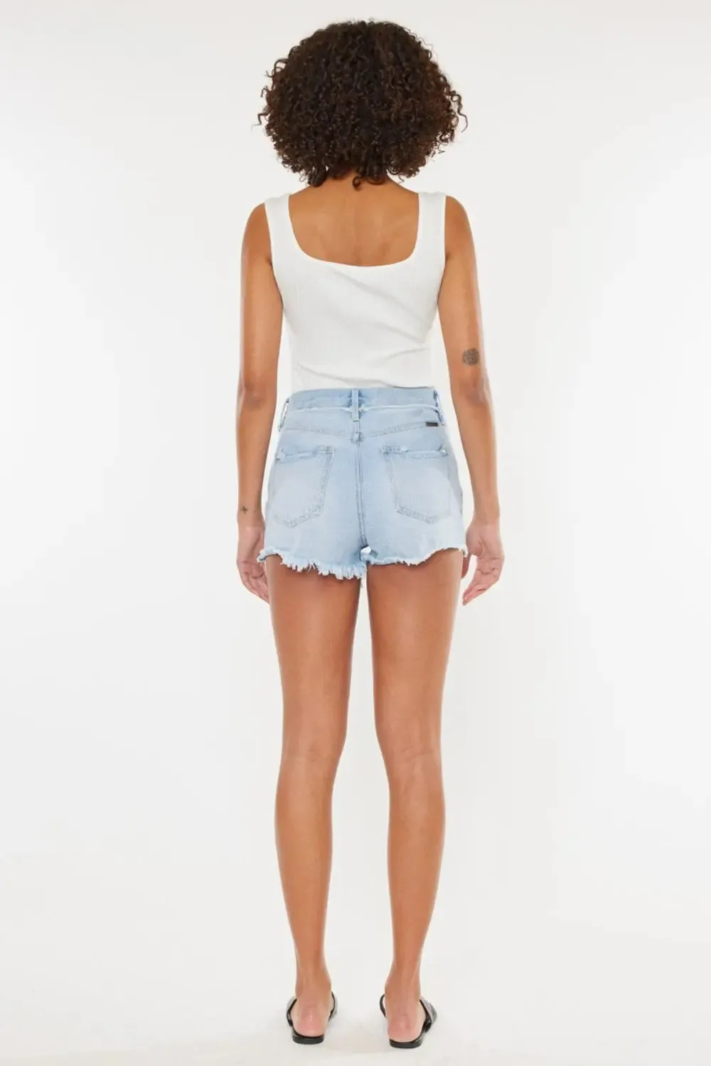 Kancan Distressed Button Fly Denim Shorts