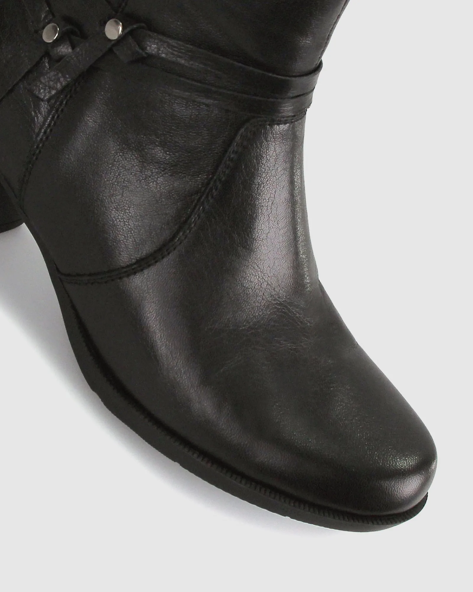 LADDY Leather Block Heel Ankle Boot